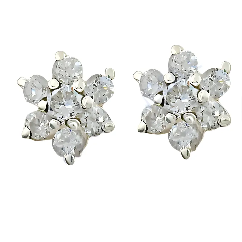 Flower Style Cubic Zirconia Silver Gemstone Earrings - Elegant Jewelry