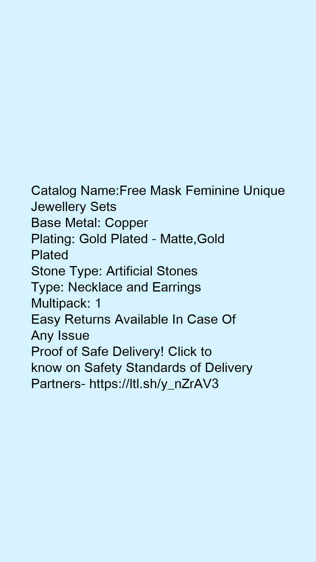 Free Mask Feminine Unique Jewellery Sets