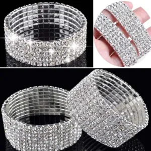 Full Crystal Rhinestone Elastic Bracelet Bridal Jewelry