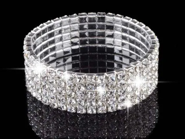 Full Crystal Rhinestone Elastic Bracelet Bridal Jewelry