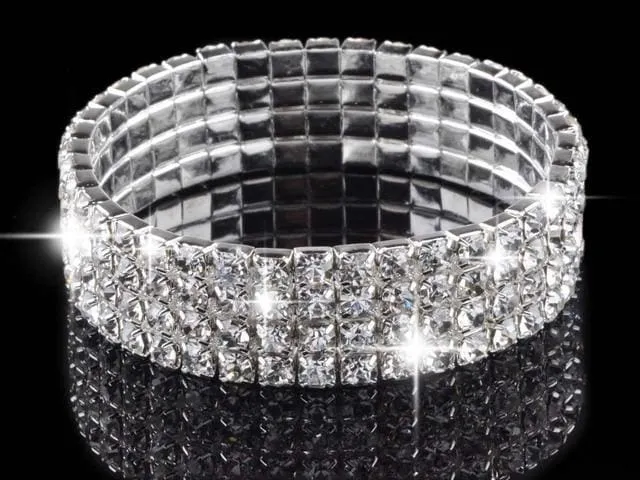 Full Crystal Rhinestone Elastic Bracelet Bridal Jewelry