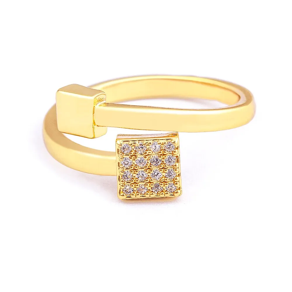 Geometric Creative Design Real Gold Plated AAA Zircon Simple Openning Elegant Women