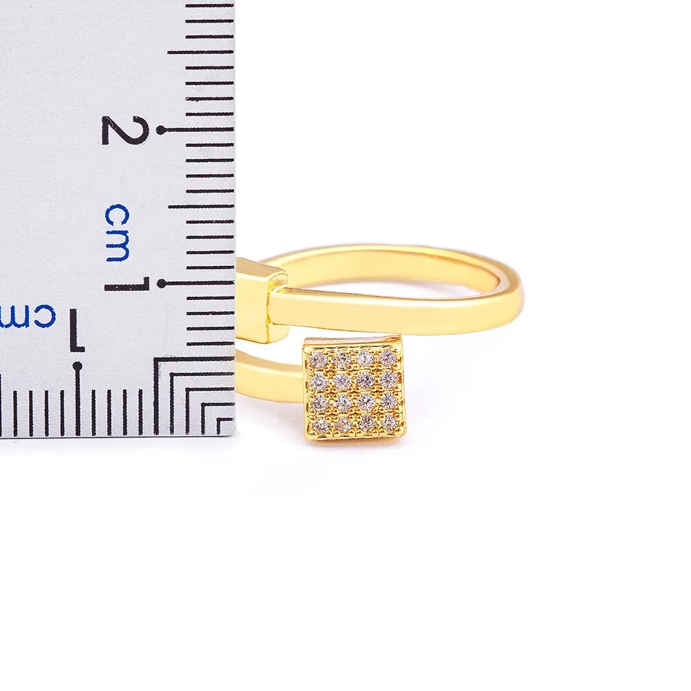 Geometric Creative Design Real Gold Plated AAA Zircon Simple Openning Elegant Women