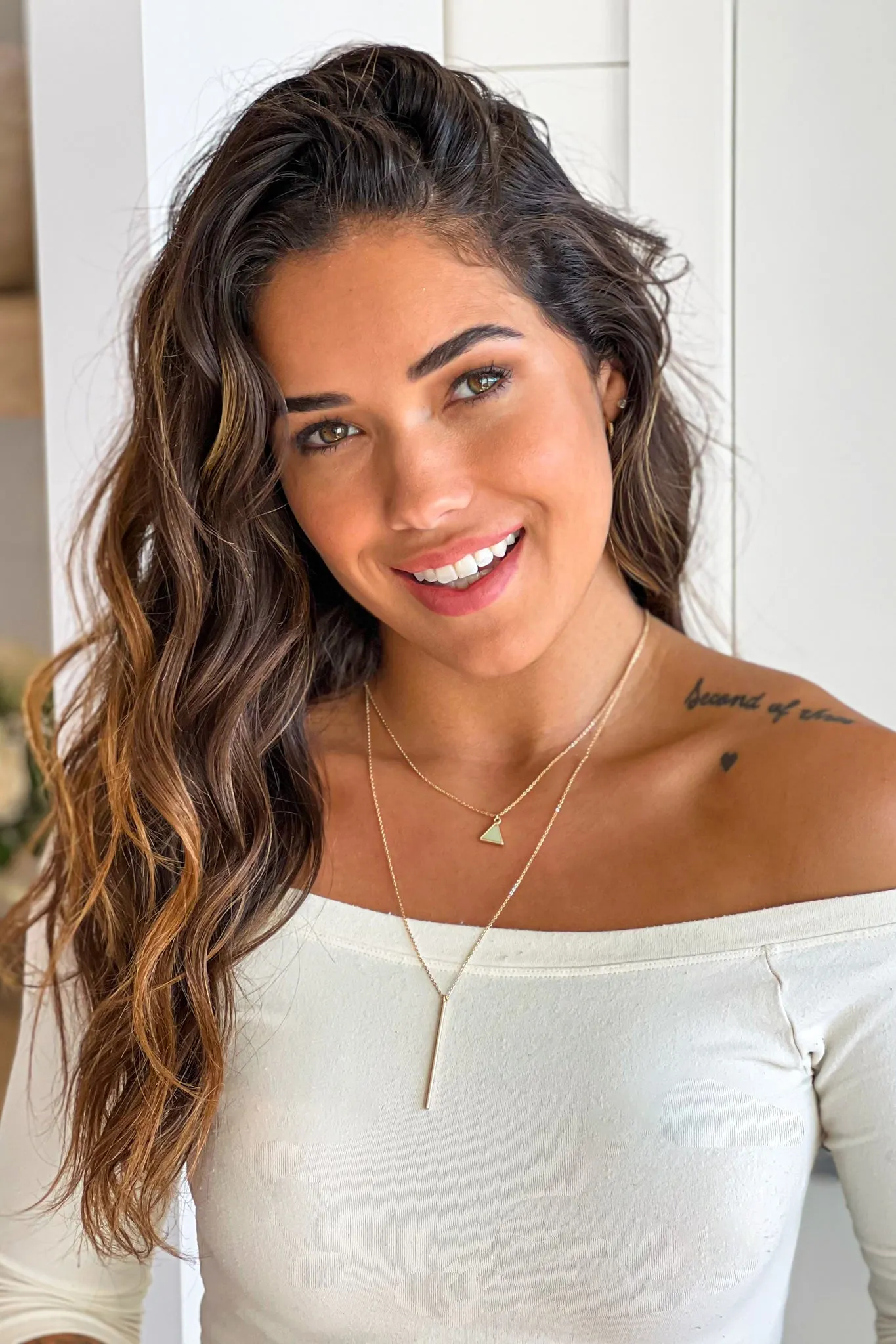 Gold Double Layer Necklace with Pendants