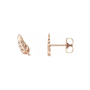 Gold Feather Stud Earrings
