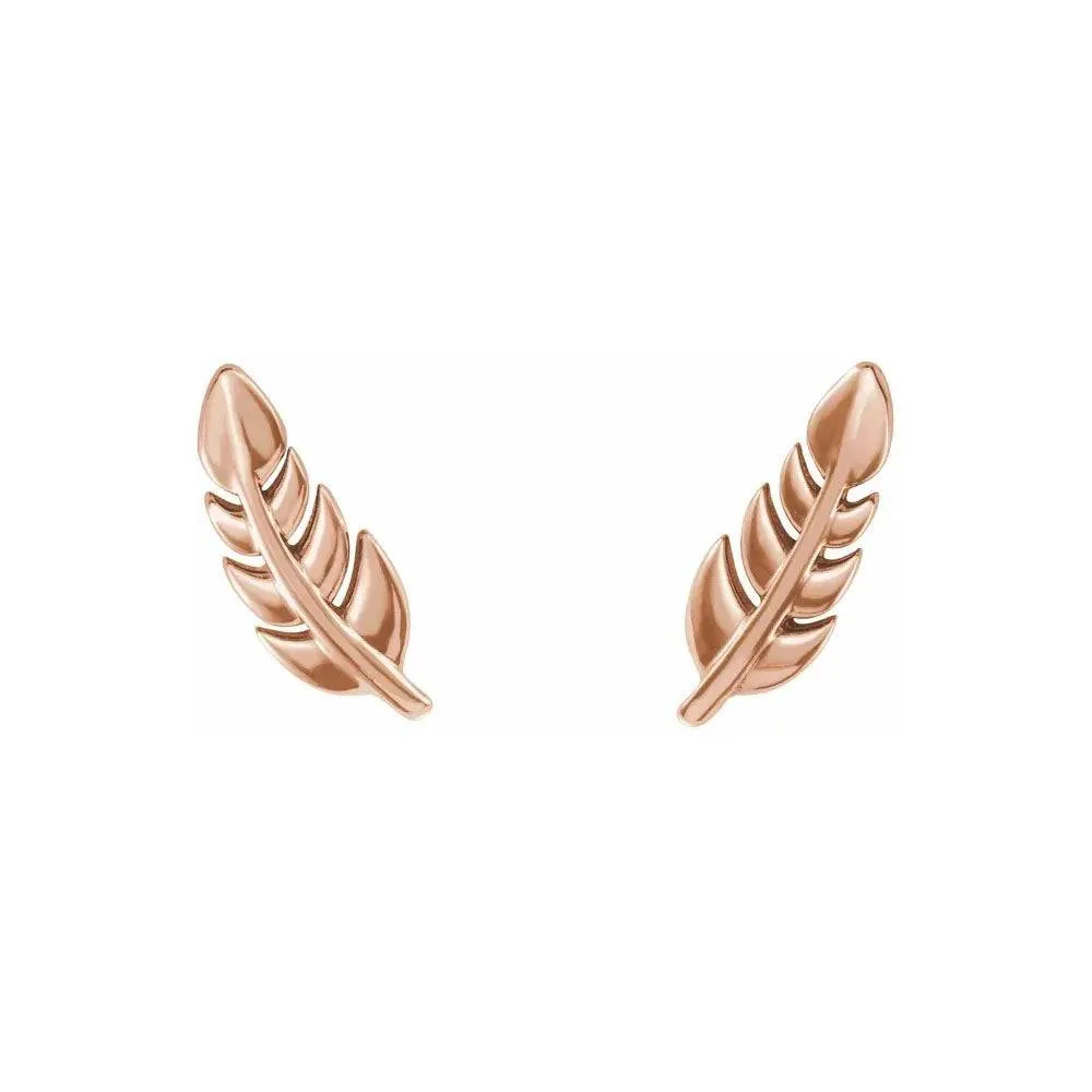 Gold Feather Stud Earrings