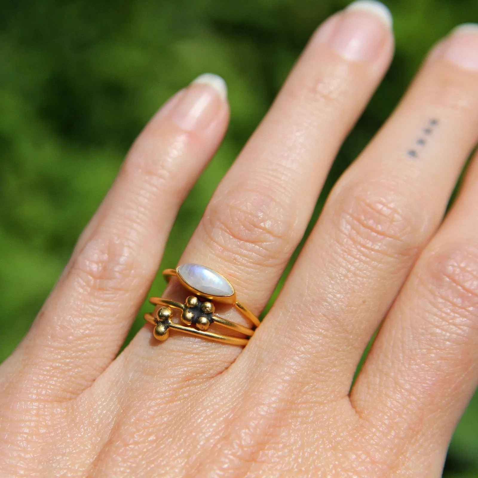 Gold Plated Brass Square Cluster Stacking Band