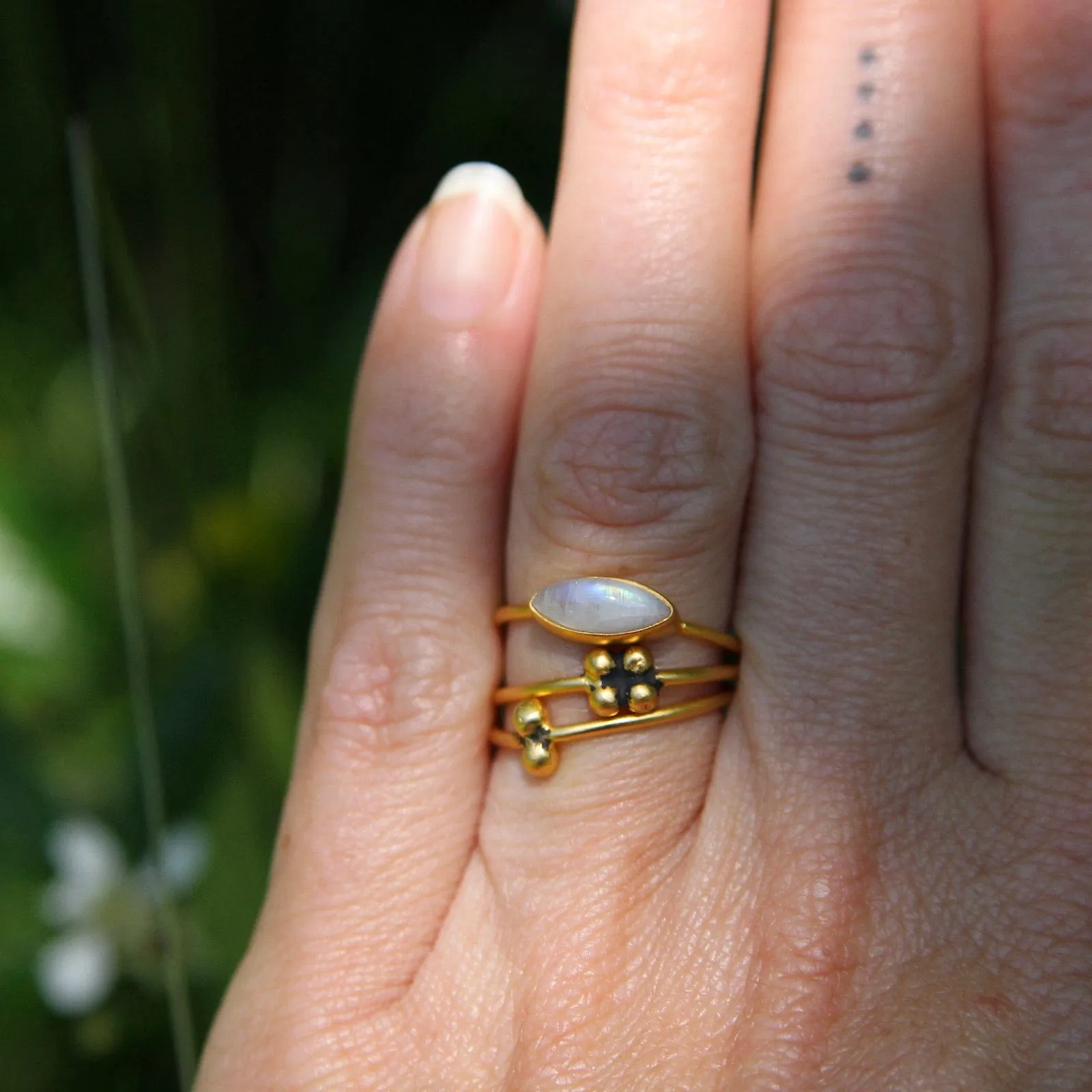 Gold Plated Brass Square Cluster Stacking Band