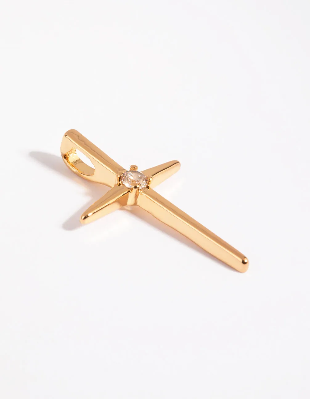 Gold Plated Cubic Zirconia Cross Charm