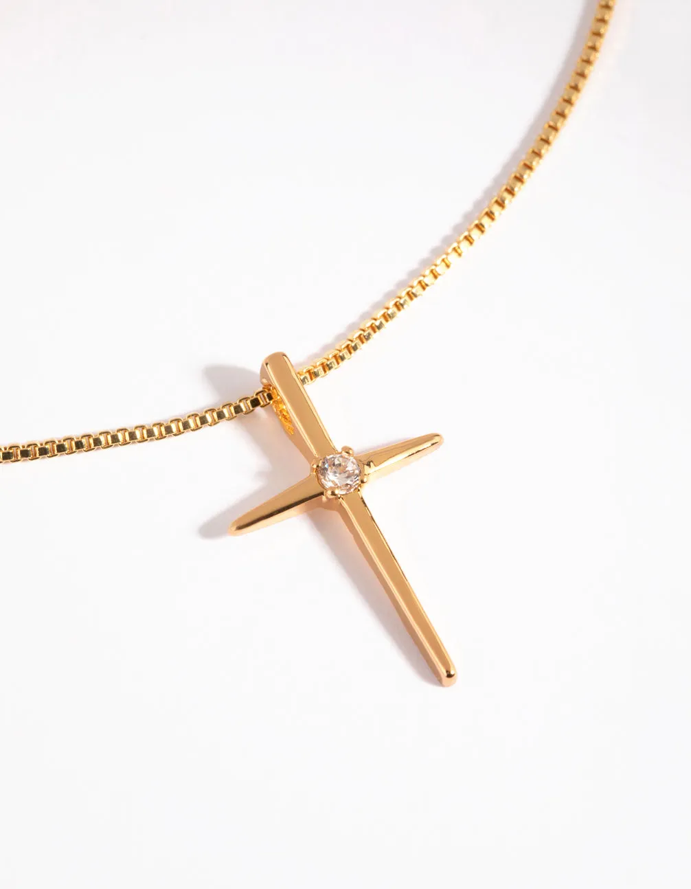 Gold Plated Cubic Zirconia Cross Charm