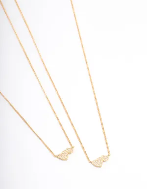 Gold Plated Cubic Zirconia Linked Hearts Necklace Pack