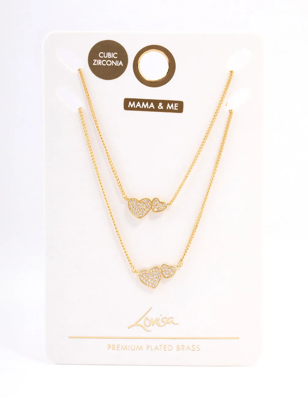 Gold Plated Cubic Zirconia Linked Hearts Necklace Pack