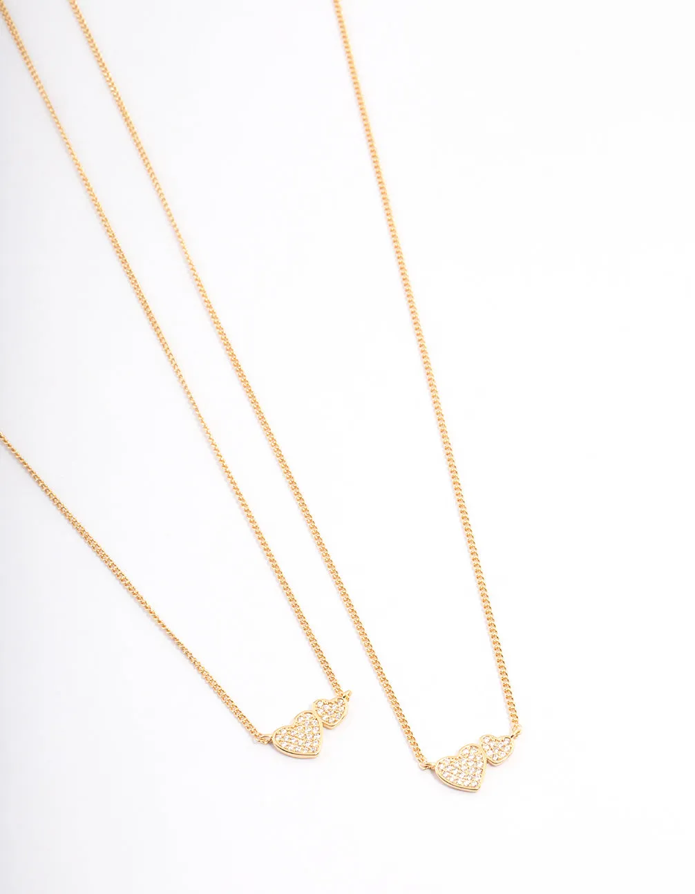 Gold Plated Cubic Zirconia Linked Hearts Necklace Pack