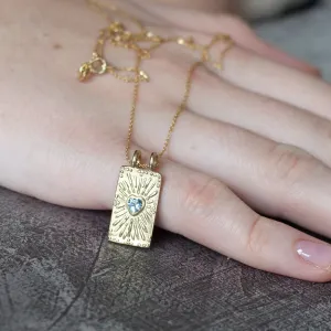 Gold Rectangle Pendant Necklace