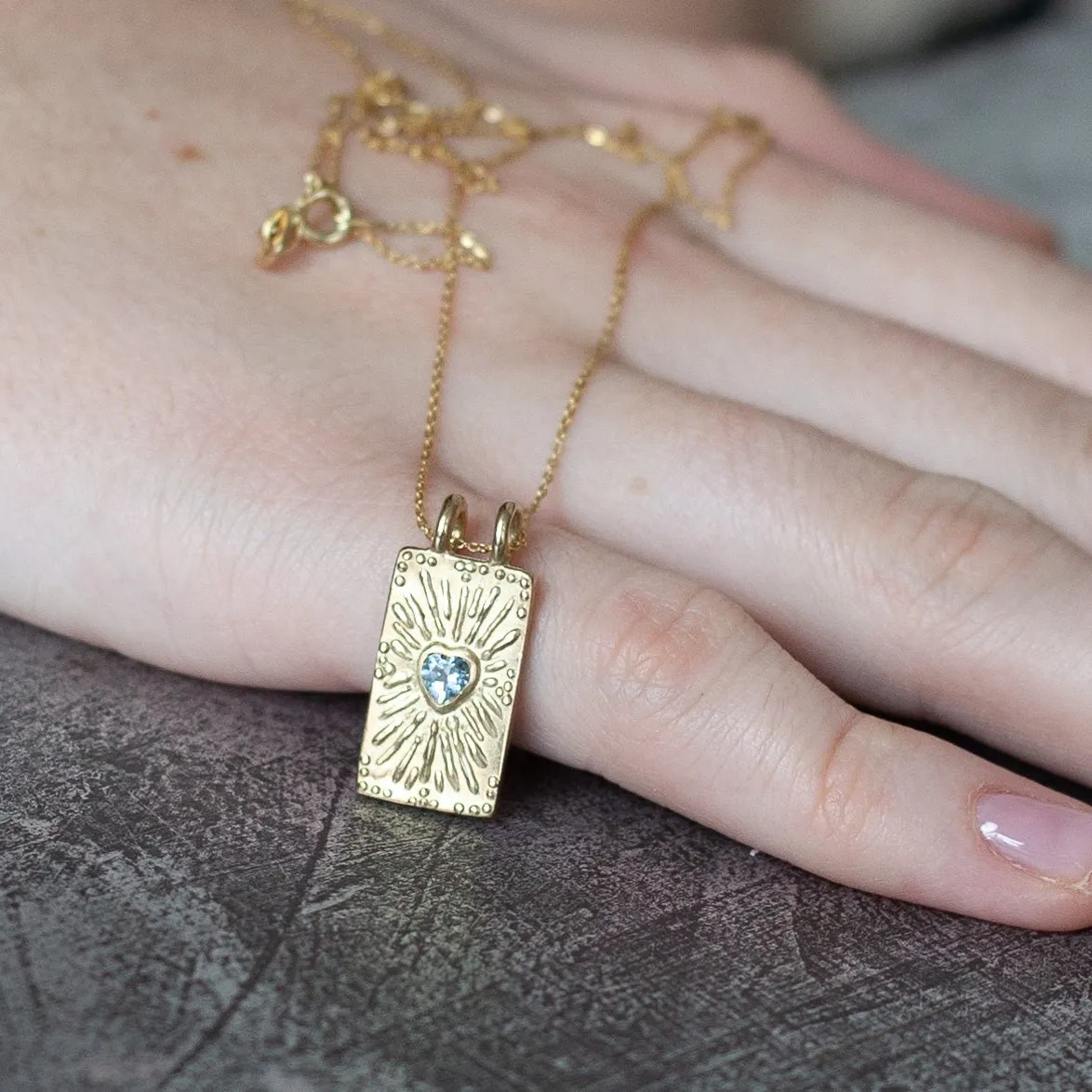 Gold Rectangle Pendant Necklace