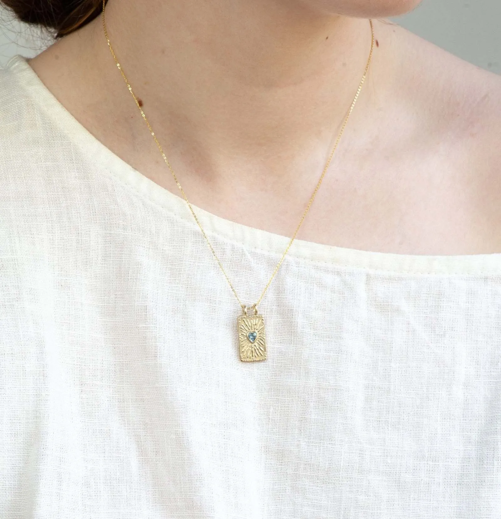 Gold Rectangle Pendant Necklace