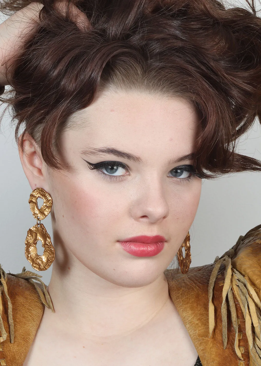 Gold Tone Doughnut Drop Earrings