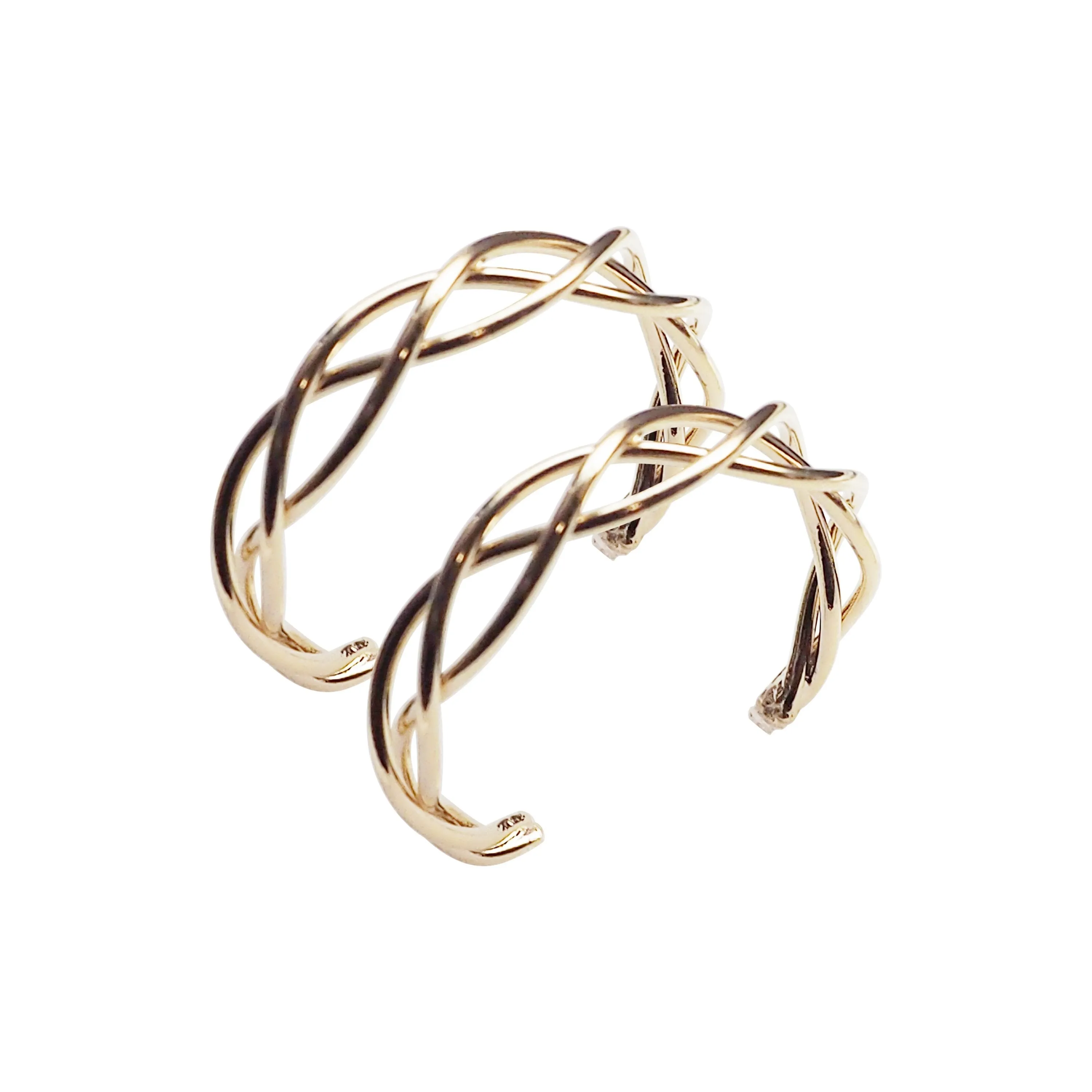 Gold Woven Invisible Clip On Hoop Earrings