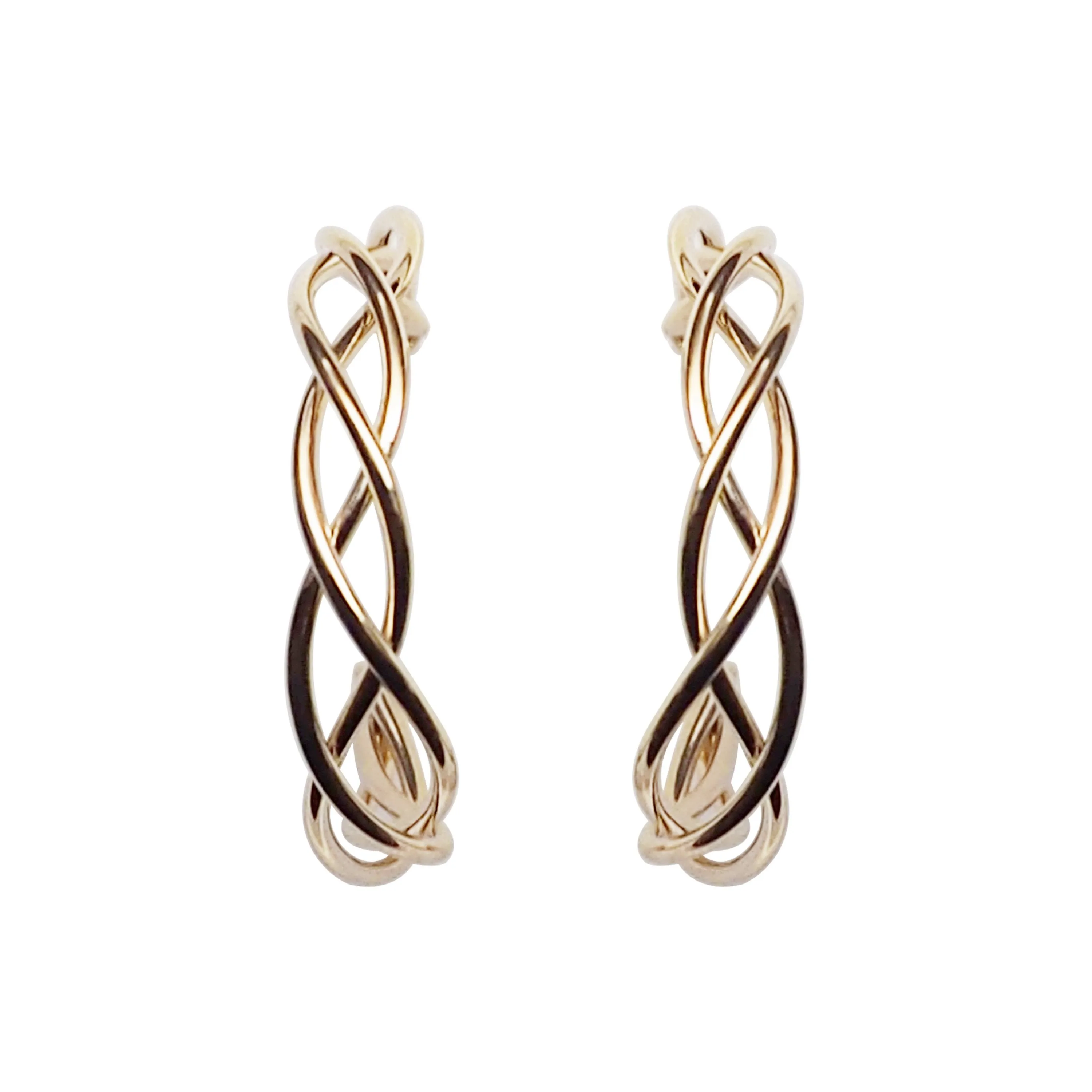 Gold Woven Invisible Clip On Hoop Earrings