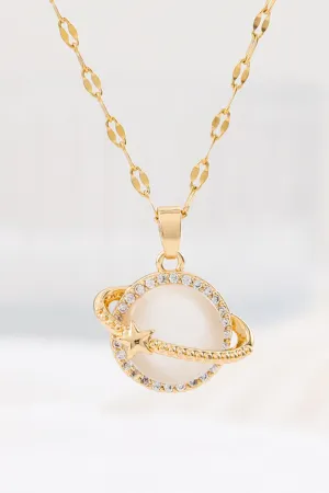 Golden Fashion Planet Cat's Eye Necklace