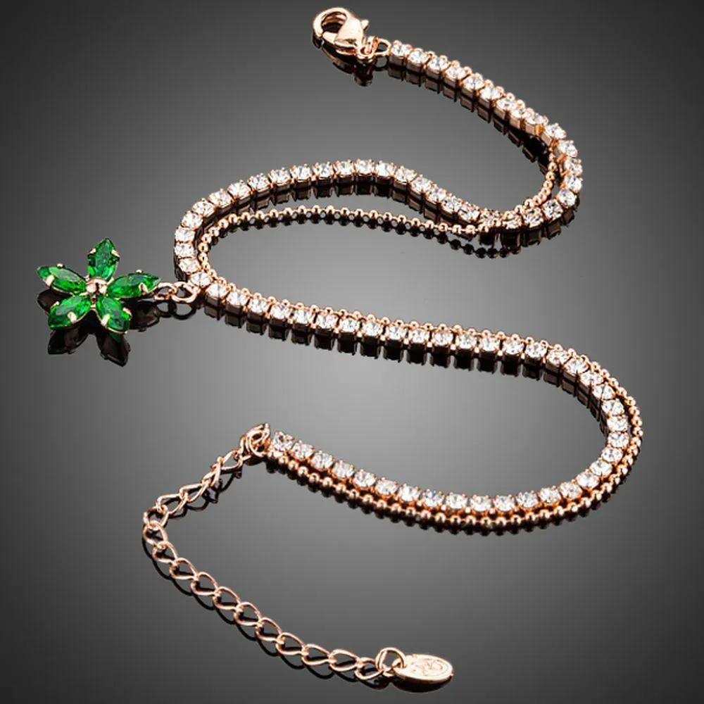 Green Flower Charm Bracelet