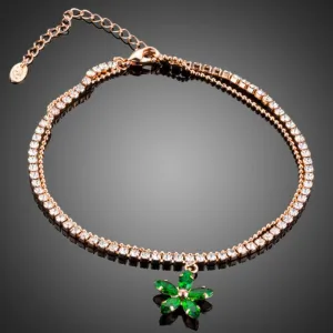 Green Flower Charm Bracelet