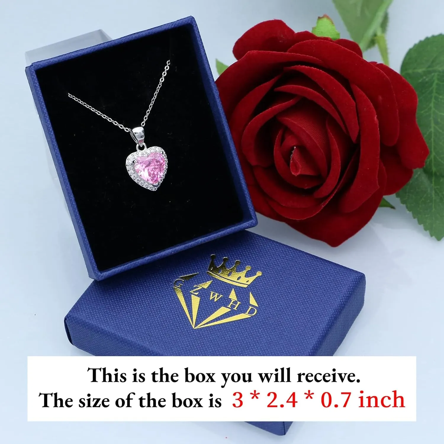 GZWHD Love Heart Pendant Necklaces for Women Girls Cubic Zirconia Birthstone Gift Valentine's Day/Mother's Day/Christmas/Anniversary/Birthday Gift for Mother/Wife/Friend/Daughter/Lover Wedding/Prom/Party Necklace Pendant