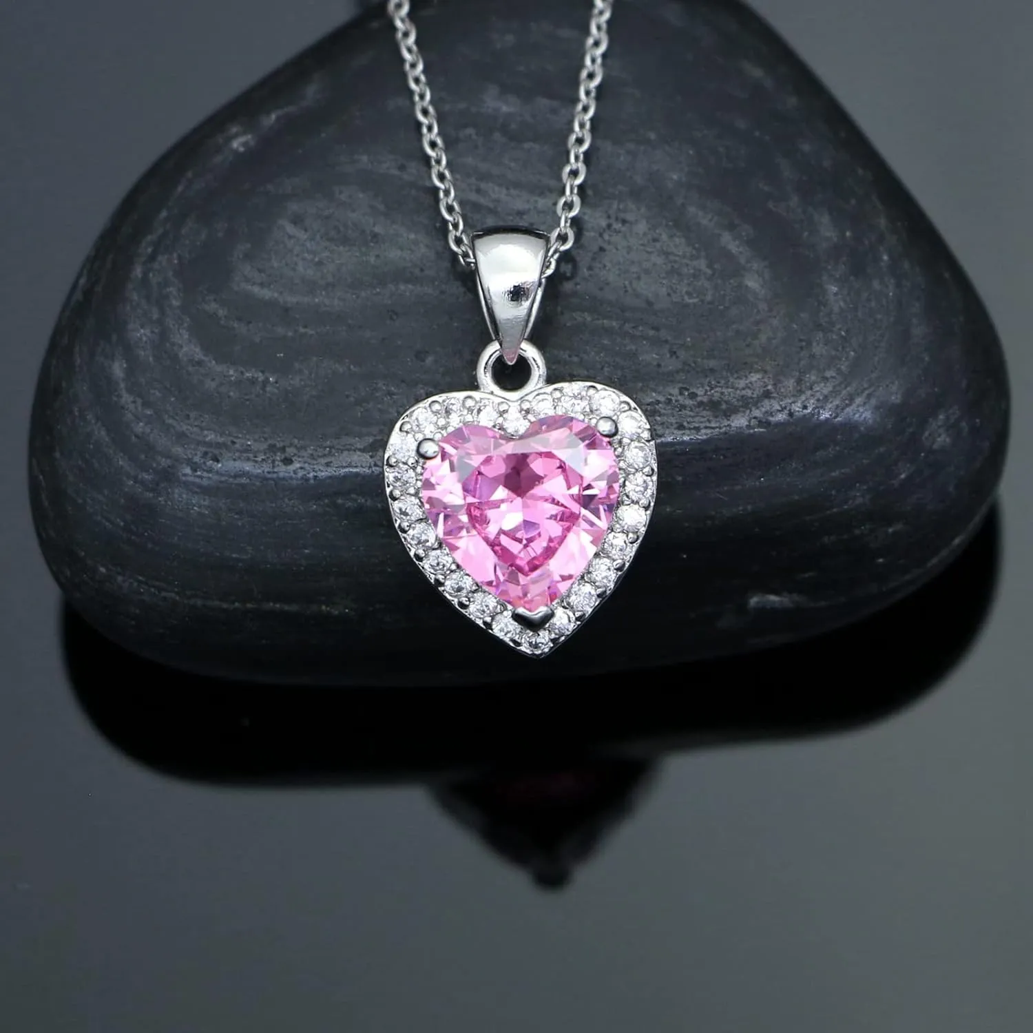 GZWHD Love Heart Pendant Necklaces for Women Girls Cubic Zirconia Birthstone Gift Valentine's Day/Mother's Day/Christmas/Anniversary/Birthday Gift for Mother/Wife/Friend/Daughter/Lover Wedding/Prom/Party Necklace Pendant