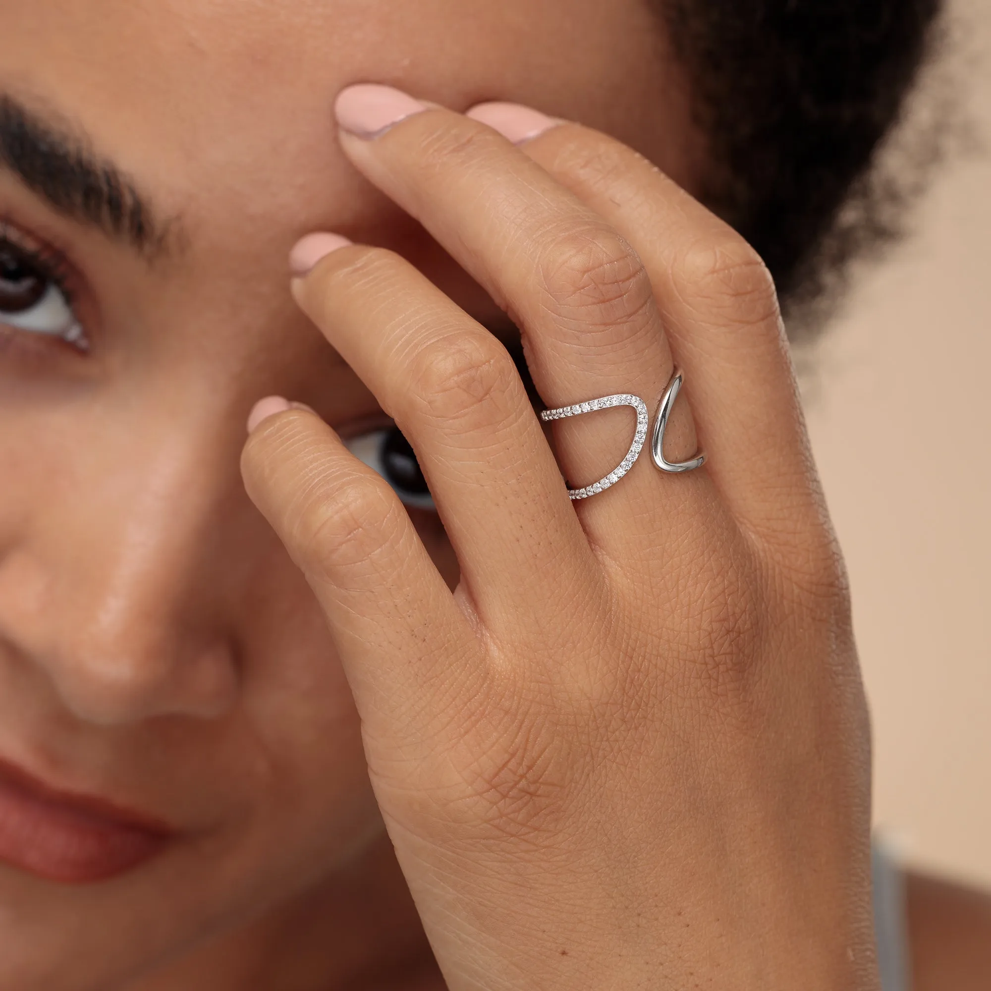 Half Sparkle Open Ring