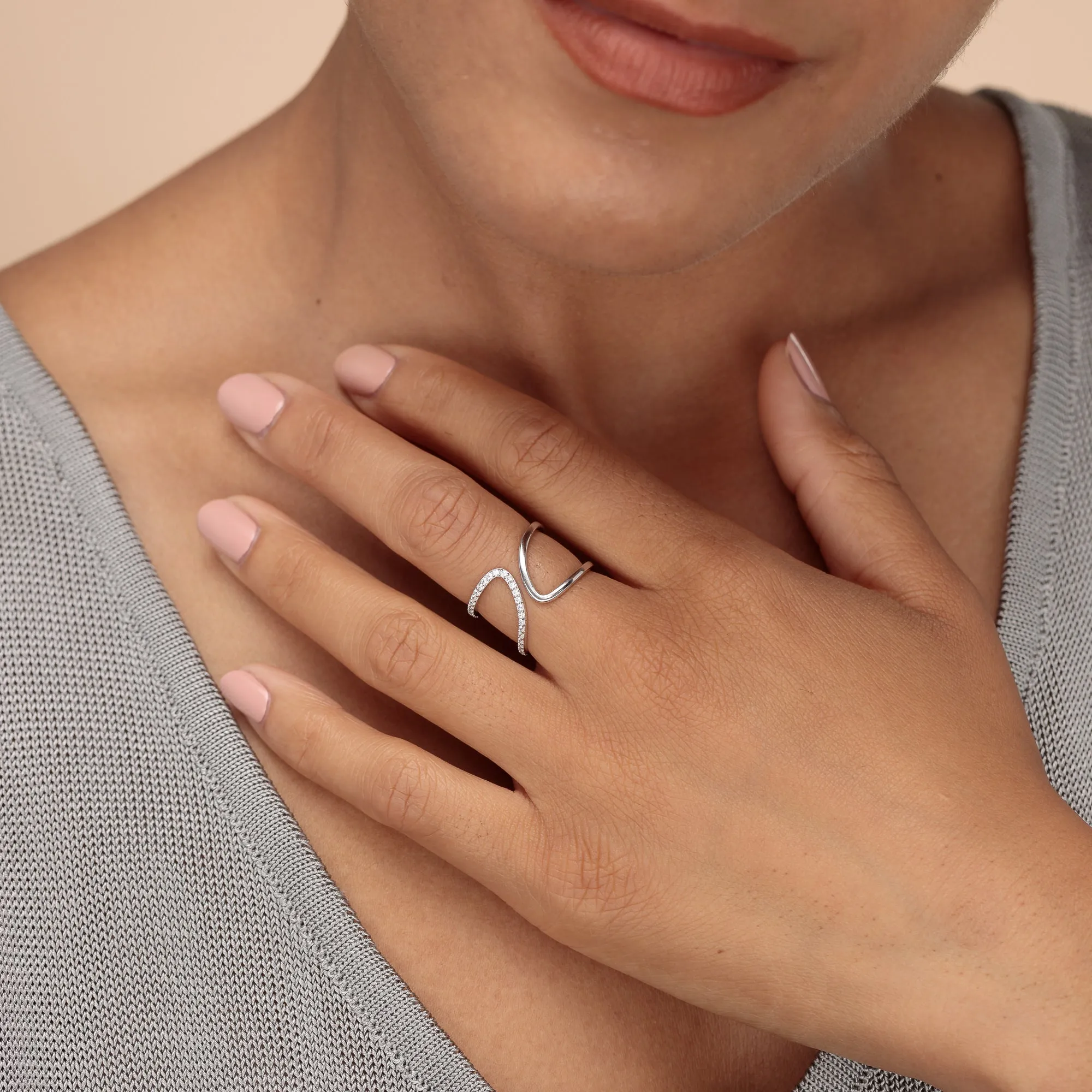 Half Sparkle Open Ring