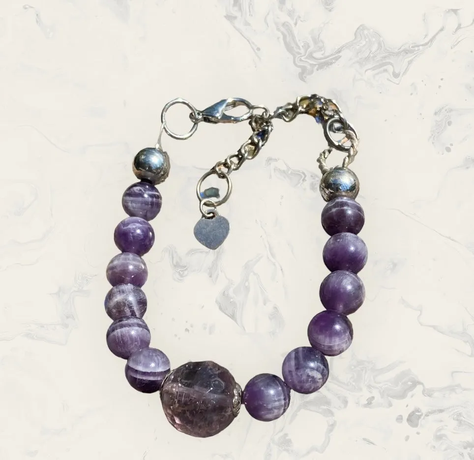 Handcrafted Chevron Amethyst Bracelet