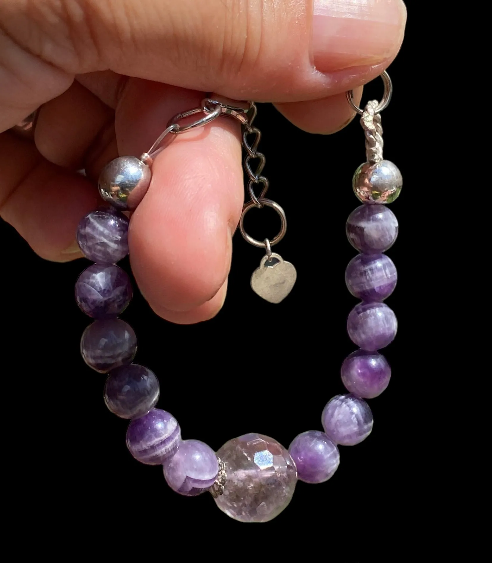 Handcrafted Chevron Amethyst Bracelet