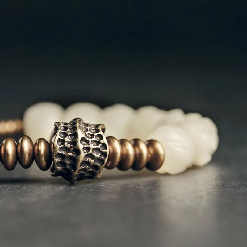 Handcrafted Tibetan Yak Bone & Copper Beaded Bracelet