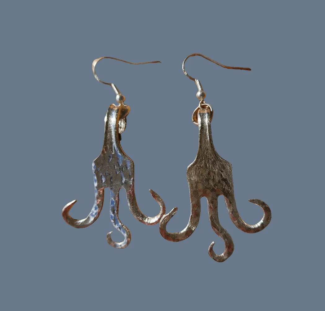 Handmade Vintage Dessert Fork Earrings | Repurposed Flatware Jewelry | Sustainable & Unique
