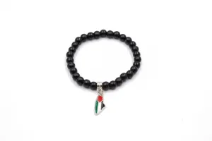 Heritage Halo: Handcrafted Beaded Bracelet with Hanging Palestine Map