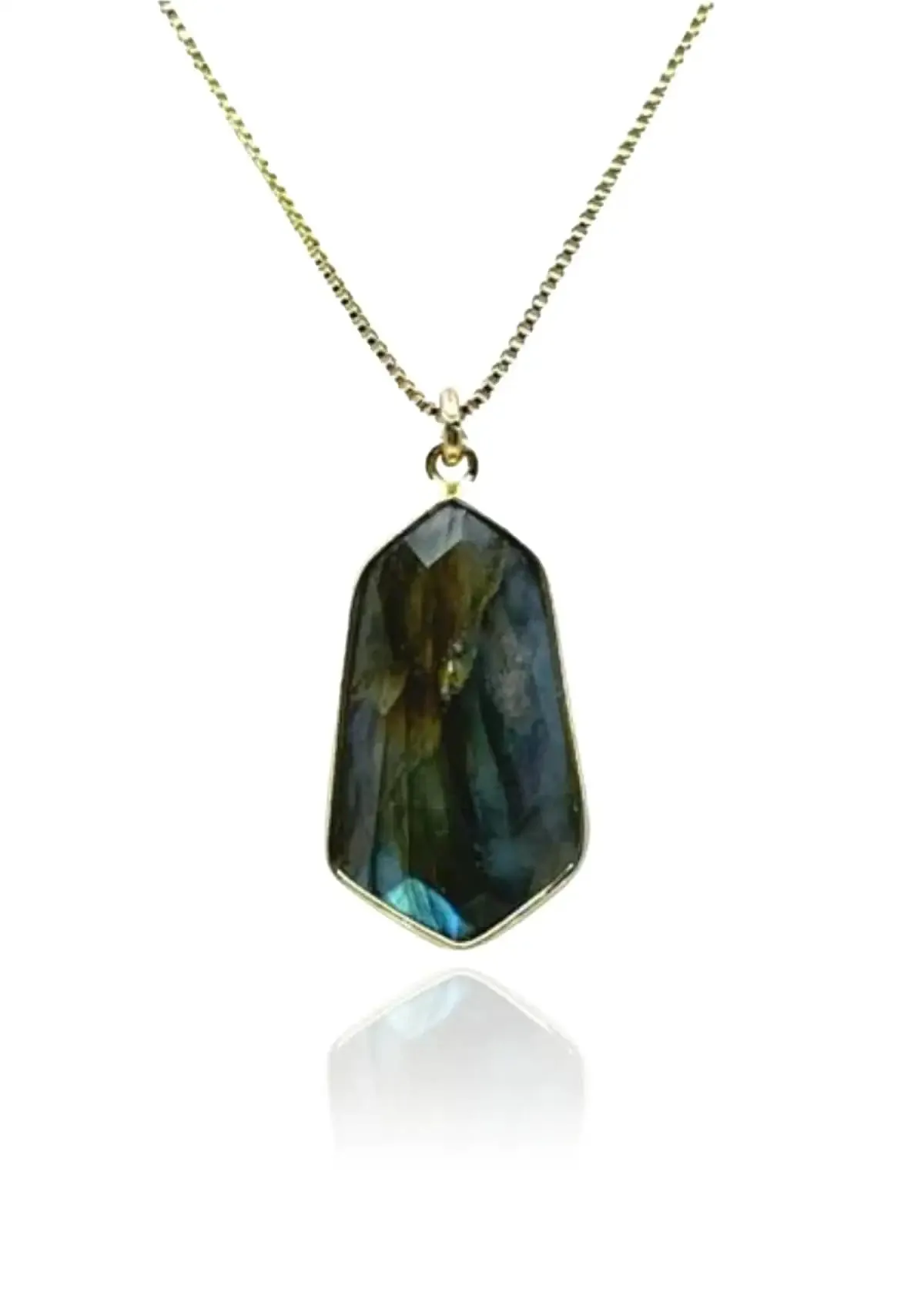 Hexagonal Labradorite Stone Chain Necklace