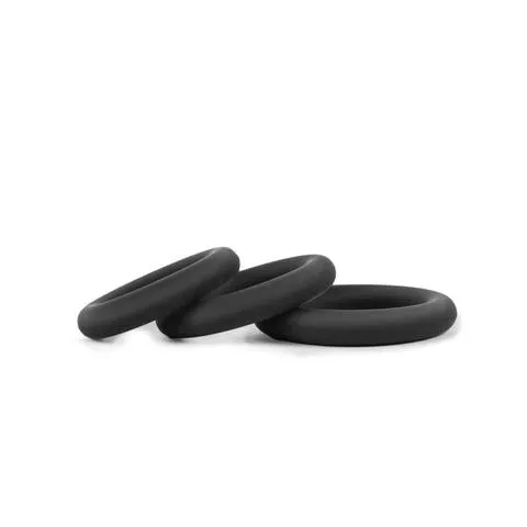 Hombre Snug Fit Silicone Thick CRing 3 Pk Charcoal