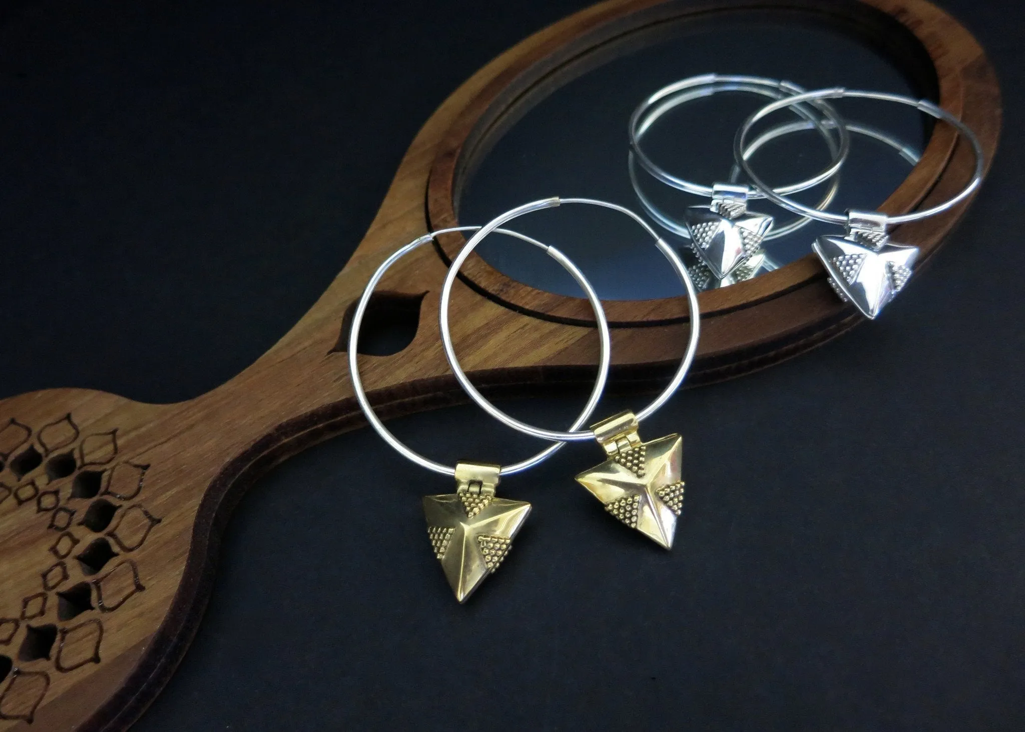 Hoops with unique, detachable, gold-plated lockets