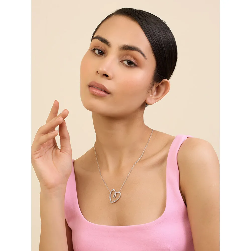 Isharya Big Heart in Rhodium Plating Necklace