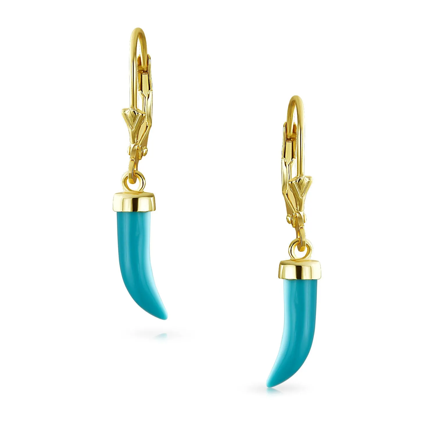 Italian Cornicello Chili Pepper Dangle Gemstone Earrings 14K Gold & Silver