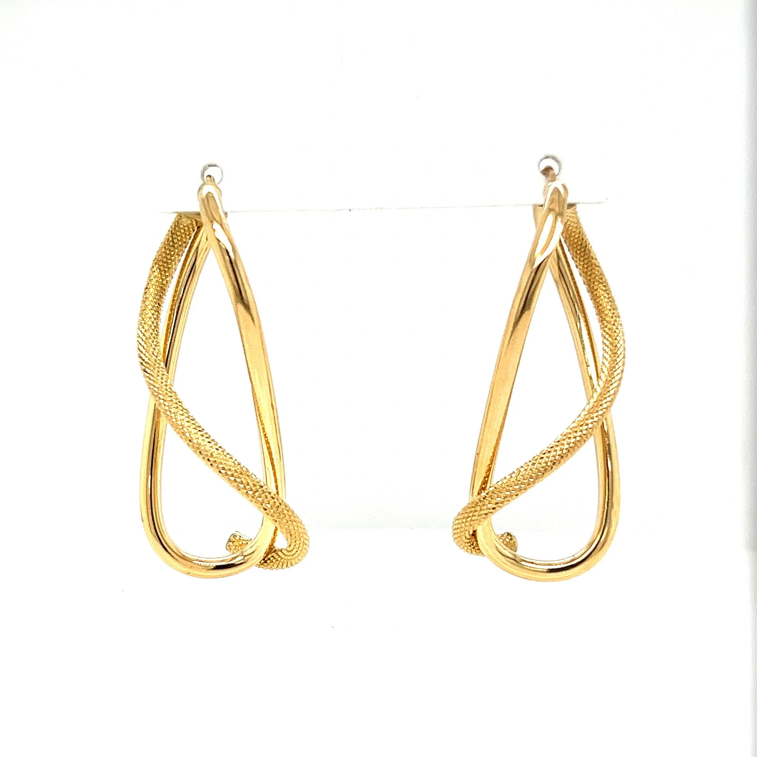 Italian Yellow Gold Drop Earrings in 14k