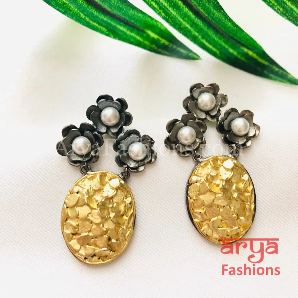 Ivanka Golden Mother of Pearl Stud Earrings/Fusion Indo Western Earrings