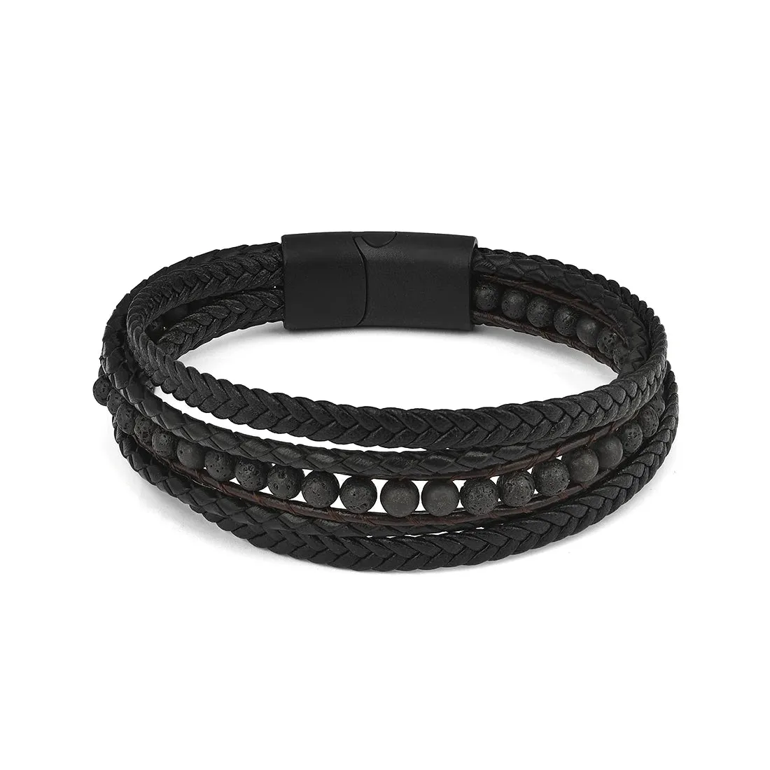 Jiayiqi Men's Bracelets Natural Stone Multilayer Leather Braided Bracelet Green Beads Bangle Vintage Male Jewelry Wristband Gift