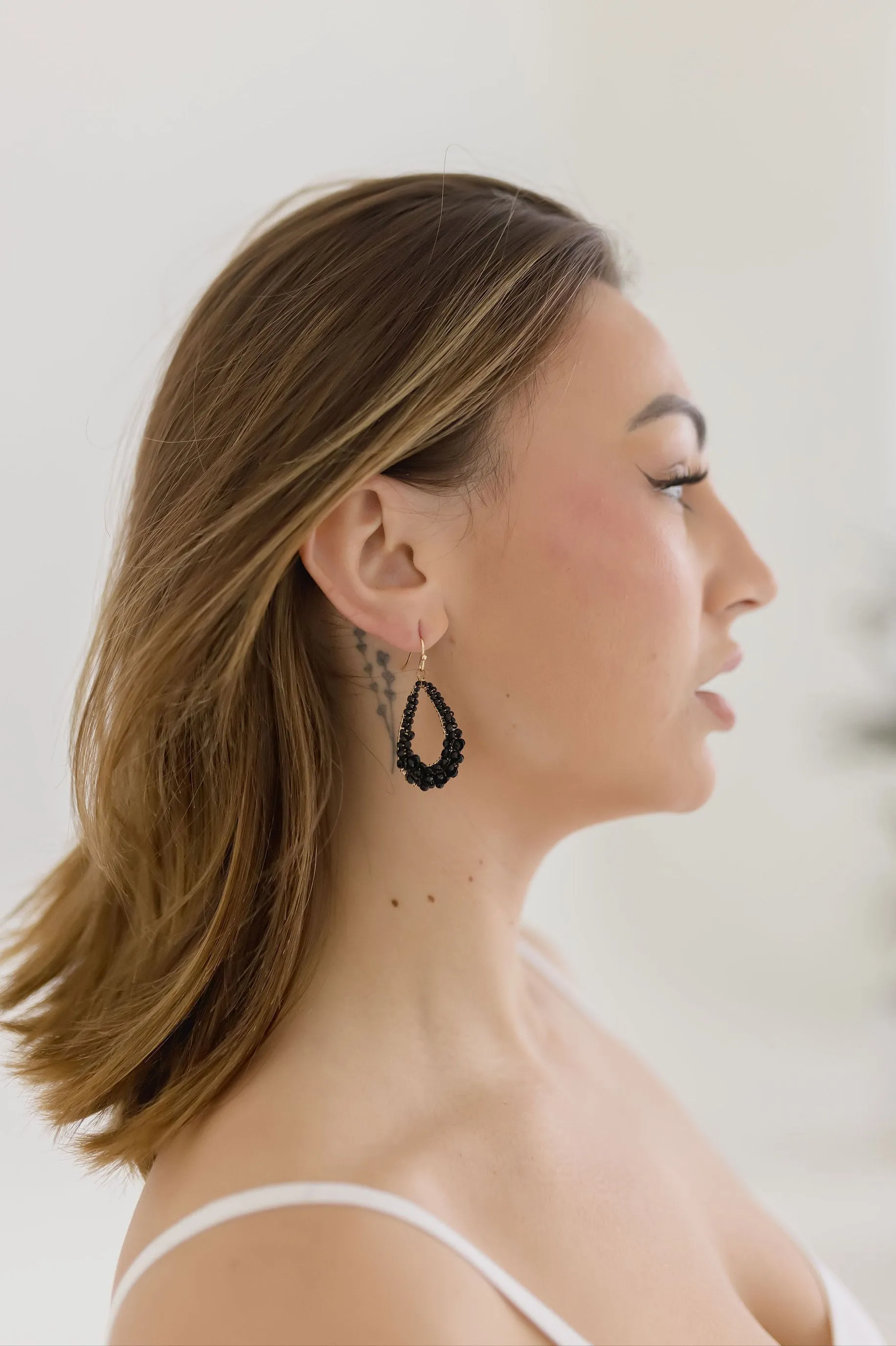 Kalissa Beaded Teardrop Earrings Black