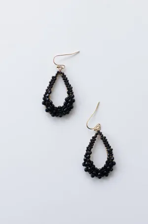 Kalissa Beaded Teardrop Earrings Black