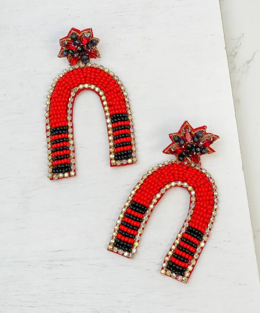 Kansas City Football Beaded Statement Earrings