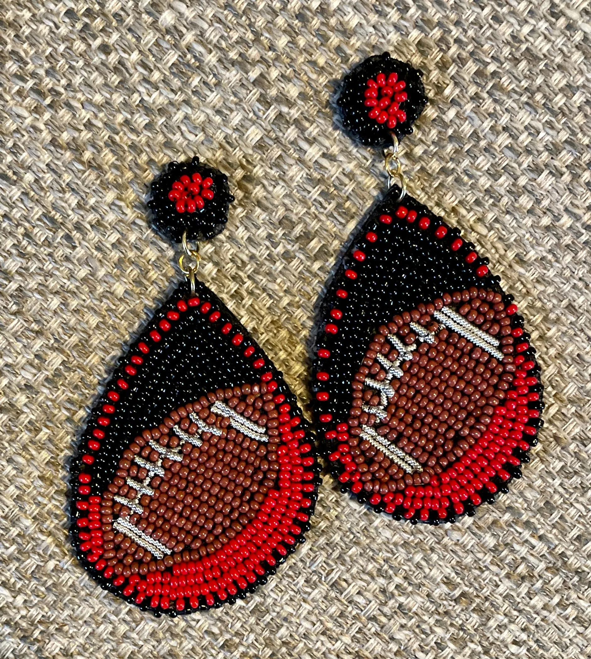 Kansas City Football Beaded Statement Earrings