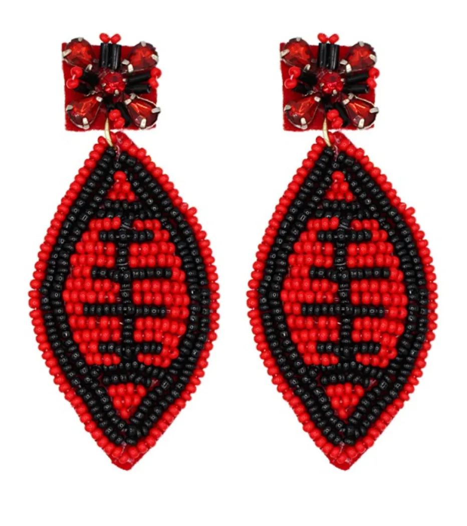 Kansas City Football Beaded Statement Earrings