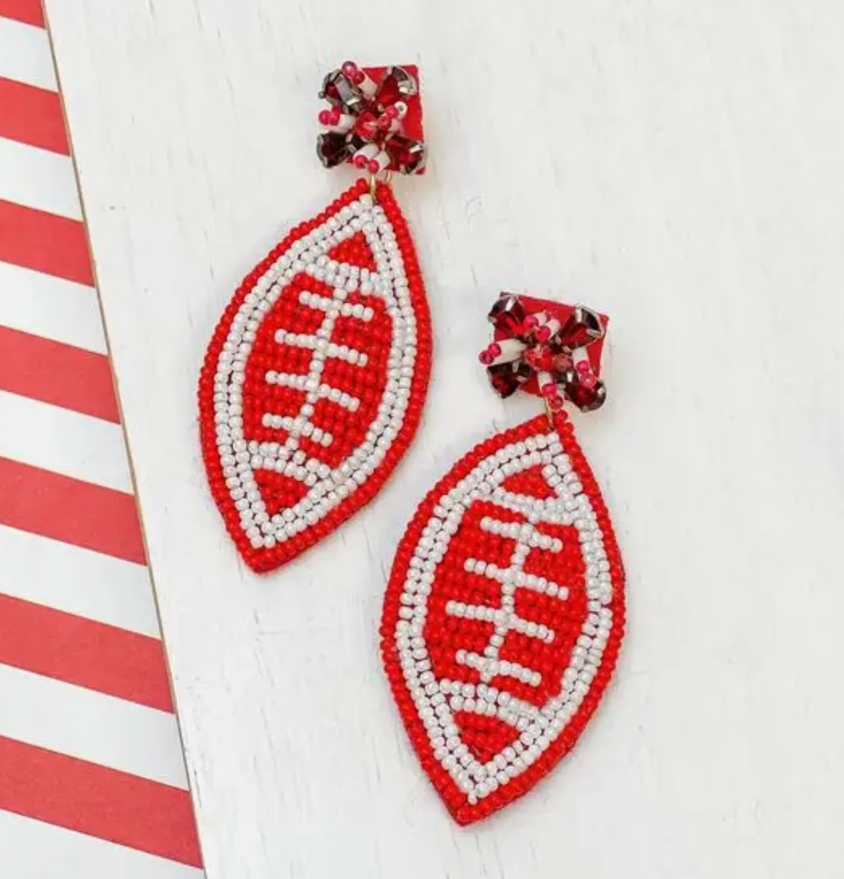 Kansas City Football Beaded Statement Earrings