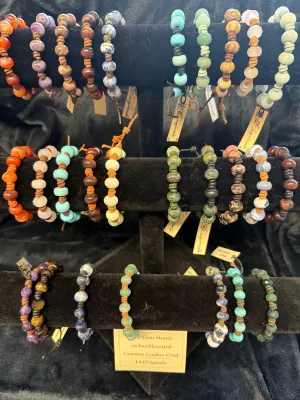 Knotted Leather & Gemstone Bracelets